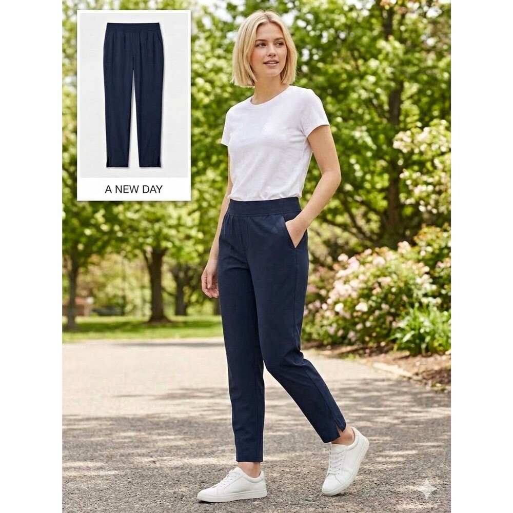 A NEW DAY Navy Pull-On Pants S Comfy Work Wear Amazingly Lightweight